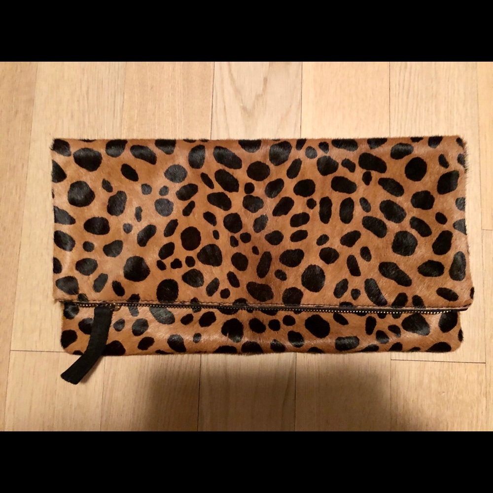 Clare V. Supreme Fold Over Leopard Clutch